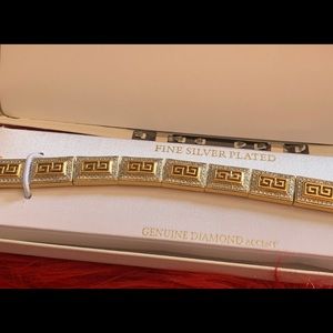 Silver Plated Gold  Bracelet with Diamond Accent